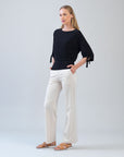 Pull-Tie Cuff Blouson Top - Black - Limited Sizes