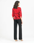 Pull-Tie Cuff Blouson Top - Rose Floret