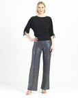 Pull-Tie Cuff Blouson Top - Black