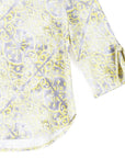 Textured Tie Cuff Curved Hem Top - Mosaic Emblem - Final Sale!