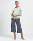 Textured Tie Cuff Curved Hem Top - Mosaic Emblem - Final Sale!