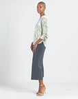 Textured Tie Cuff Curved Hem Top - Mosaic Emblem - Final Sale!