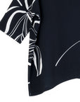 Loose Cut Half Sleeve Top - Floral Outline