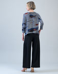 Cozy Texture - Loose Cut Side Tipped Sweater - Abstract Horizon