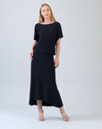Cascade Drape Hi-Low Maxi Skirt - Black - Clara Sunwoo