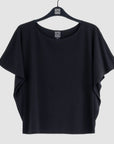 Caftan Flutter Sleeve Top - Black - Clara Sunwoo