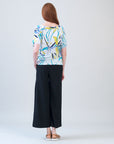 Caftan Flutter Sleeve Top - Floral Leaves