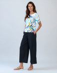 Caftan Flutter Sleeve Top - Floral Leaves - Final Sale