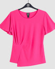 Flounce Sleeve Stitch Overlay Top - Hot Pink - Clara Sunwoo