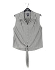 Soft Pleat Knit - Sleeveless Button Down Tie Hem Top - Olive - Final Sale!