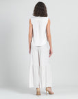 Soft Pleat Knit - Sleeveless Button Down Tie Hem Top - Ivory - Final Sale!