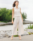 Soft Pleat Knit - Tiered Skirt-Pant - Ivory