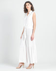 Soft Pleat Knit - Sleeveless Button Down Tie Hem Top - Ivory - Final Sale!