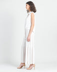 Soft Pleat Knit - Sleeveless Button Down Tie Hem Top - Ivory - Final Sale!