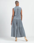 Soft Pleat Knit - Sleeveless Button Down Tie Hem Top - Olive - Final Sale!