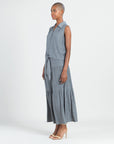 Soft Pleat Knit - Sleeveless Button Down Tie Hem Top - Olive - Final Sale!