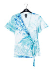 Surplice Faux Wrap Side Tie Top - Ocean Petal - Final Sale