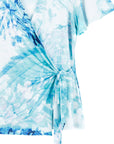 Surplice Faux Wrap Side Tie Top - Ocean Petal - Final Sale