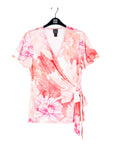 Butter Knit - Surplice Faux Wrap Side Tie Top - Sunset Petals - Final Sale!
