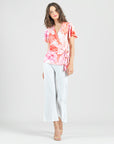 Butter Knit - Surplice Faux Wrap Side Tie Top - Sunset Petals - Final Sale!