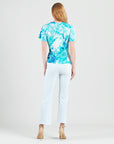Surplice Faux Wrap Side Tie Top - Ocean Petal - Final Sale