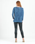 Cozy Texture - Vented Sweater Tunic - Denim Print - Final Sale!