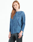 Cozy Texture - Vented Sweater Tunic - Denim Print - Final Sale!