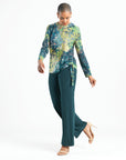 Cozy Texture - Side Pull-Tie Sweater Top - Floral Patch