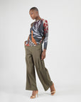 Cozy Knit - Side Pull-Tie Sweater Top - Abstract Harvest