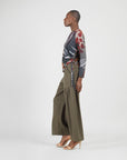 Cozy Knit - Side Pull-Tie Sweater Top - Abstract Harvest