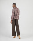 Cozy Knit - Side Pull-Tie Sweater Top - Leopard Motif
