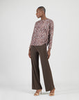 Cozy Knit - Side Pull-Tie Sweater Top - Leopard Motif