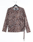 Cozy Knit - Side Pull-Tie Sweater Top - Leopard Motif
