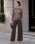 Cozy Knit - Side Pull-Tie Sweater Top - Leopard Motif - Final Sale