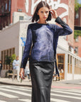Lightweight Cozy - Side Pull-Tie Sweater Top - Electric Swirl