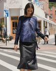 Lightweight Cozy - Side Pull-Tie Sweater Top - Electric Swirl