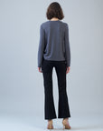 Soft Ribbed - Side Pull-Tie Sweater Top - Charcoal - Final Sale