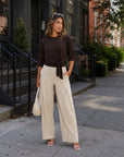 Signature Side Tie Top - Brown