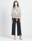 Shimmer Foil Lamé - Side Tie Top - Champagne
