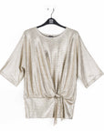 Shimmer Foil Lamé - Side Tie Top - Champagne