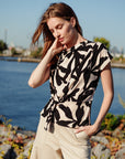 Drape Neck Loop Front Top - Leaf Shadow - Final Sale