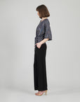 Shimmer Sequin - Side Tie Top - Silver Pinstripe