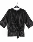 Shimmer Embellished - Side Tie Top - Black