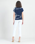 Dolman Short Sleeve Top - Track Line-Navy - Final Sale!