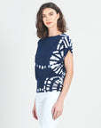 Dolman Short Sleeve Top - Track Line-Navy