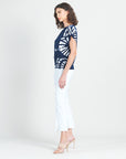 Dolman Short Sleeve Top - Track Line-Navy - Final Sale!