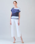 Silky Pleat Knit - Dolman Short Sleeve Top - Lunar Stripe - Final Sale