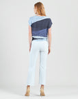 Silky Pleat Knit - Dolman Short Sleeve Top - Lunar Stripe - Final Sale