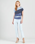 Silky Pleat Knit - Dolman Short Sleeve Top - Lunar Stripe - Final Sale