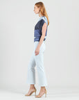 Silky Pleat Knit - Dolman Short Sleeve Top - Lunar Stripe - Final Sale
